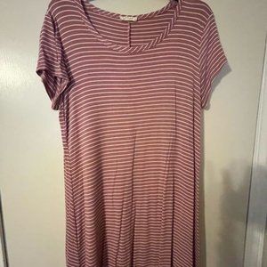 Pink and white tshirt dress